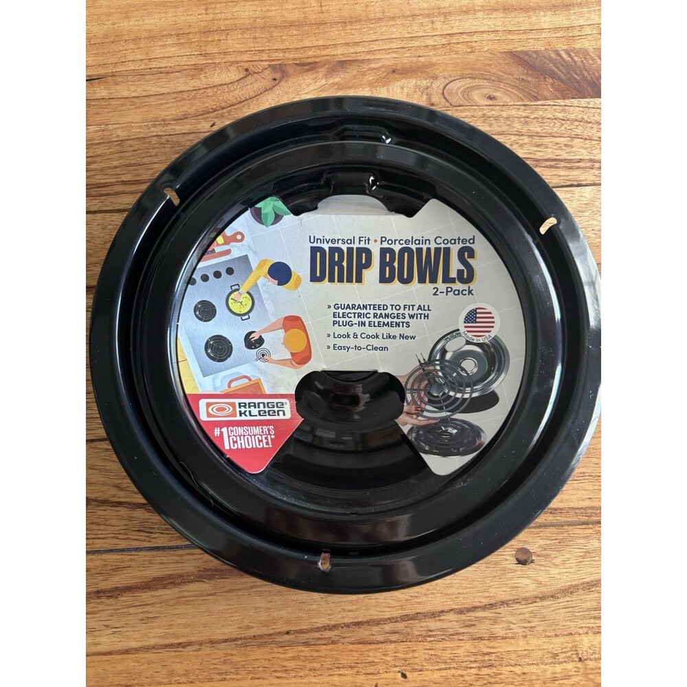 Range Kleen Black Drip Pans 8 and 10 In. For Electric Stove
